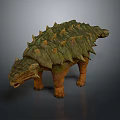 Ankylosaurus 3D Model With Green Armored Plates Orange Body And Spiked Back