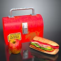 Delicious Fresh Sandwich And Apple With Red Ketchup Sauce Lunchbox On Table