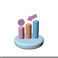 3D Colorful Bar Chart With Dollar Sign And Arrow Indicating Growth Trend