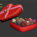 Open Red Heart Shaped Box With Pink Ribbon Bow And Assorted Chocolates