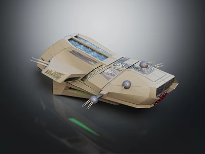 Futuristic Cosmic Spacecraft Featuring Detailed Thruster Parts And Transparent Cockpit Window 3d model