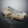 Futuristic Cosmic Spacecraft Featuring Detailed Thruster Parts And Transparent Cockpit Window