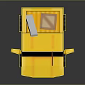 Yellow Pixel Art Toy Truck With Package In Bed On Dark Background Surface