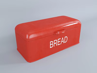 Red Decorative Bread Box With BREAD Text For Kitchen Storage 3d model
