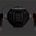 Futuristic Spherical Mechanical Device With Black Orange Design Antennas And Blue Displays