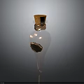 Woman Holding Copper Bottle With Cork Stopper And Decorative Metal Emblem
