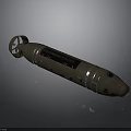 Cylindrical Underwater Vessel With Rear Propeller Glass Windows And Metallic Surface