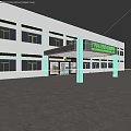 Fashion Technology Center Main Entrance Gate With Modern White Building Exterior Canopy Columns And Trees