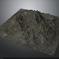 Modern 3D Terrain Model with Mountain Texture on Square Base and Natural Landscape
