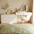 Modern White Bedroom Dressing Table With Decorative Mirror Storage Drawers And Beauty Products
