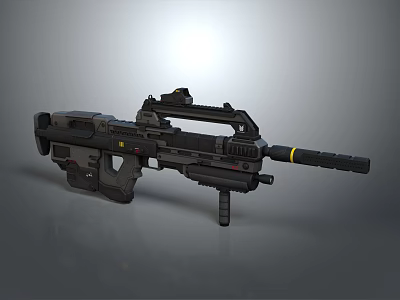Futuristic Tactical Rifle Featuring Modern Black Design Tactical Scope And Ergonomic Grip 3d model