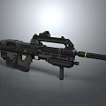 Futuristic Tactical Rifle Featuring Modern Black Design Tactical Scope And Ergonomic Grip