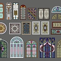 European Classical Painted Doors and Windows Flower Window Doors and Windows Combination Curved Doors and Windows 3d model