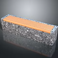 Modern Leisure Chair With Orange Wooden Seat And Gray Stone Textured Frame
