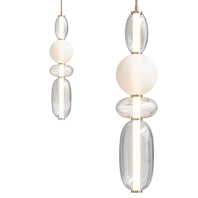 Elegant Modern Glass Chandelier With White Globe Transparent Cylinder And Gold Accent 3d model