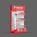 Red Yankon Lighting Display Shelf with Multiple Layers and Bulb Products 3d model