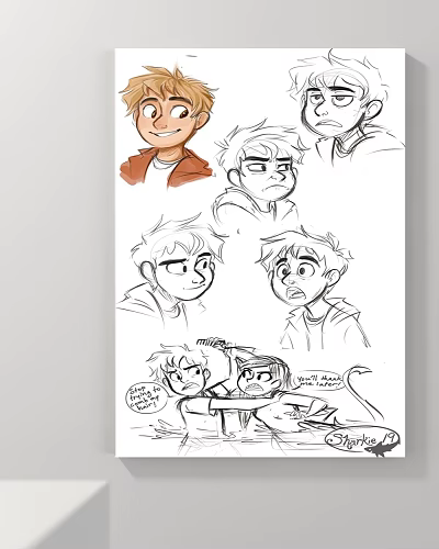 Cartoon Character Sketches With Various Expressions And Dynamic Poses 3d model