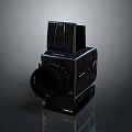 Vintage Black Rolleiflex Camera With Leather Surface Lens And Viewfinder