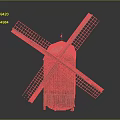 Traditional Wooden Windmill Structure With Large Blades Pitched Roof And Rustic Design
