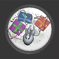 Christmas Snow Globe With Blue Reindeer Colorful Gift Boxes Candy Canes Snowflakes And Brown Base