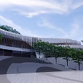 Modern Museum Building Design With Curved Green Roof And Circular Skylights