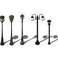 Various Designs Outdoor Lights With Black Lamp Posts And Decorative Shades