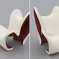 Modern Single Sofa Featuring Stylish White and Brown Curved Unique Design 3d model
