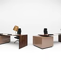 Modern Office Desk With Black Office Chair Gold Table Lamp And Black Notebook