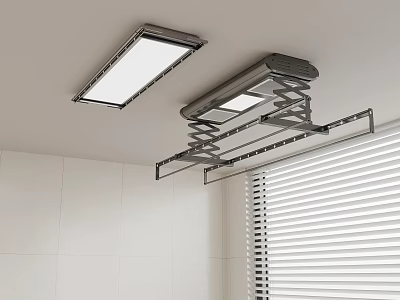 Ceiling Mounted Retractable Clothes Hanger With Built In Light For Indoor Use 3d model