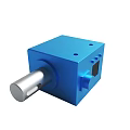 Blue Square Mechanical Component With Cylindrical Part Black Panel And Dots