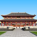 Chinese-style ancient building grand hall 3d model