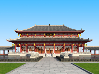 Chinese-style ancient building grand hall 3d model