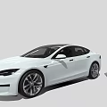 Tesla White Electric Car Charging At Supercharger Station With Sleek Exterior Design