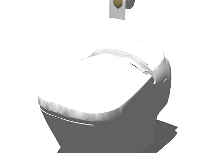 Modern White Toilet with Sleek Design and Wall Mounted Toilet Paper Holder 3d model
