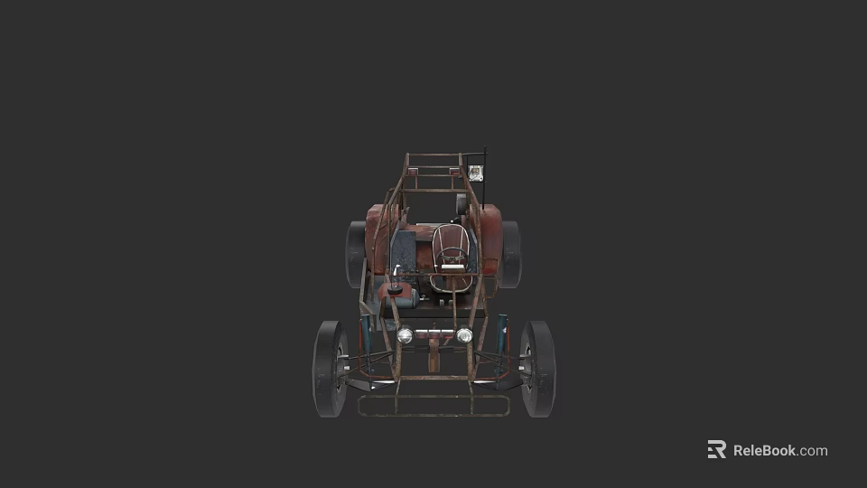 Vintage Open Frame Racing Car With Exposed Chassis And Racing Seat 3d model 