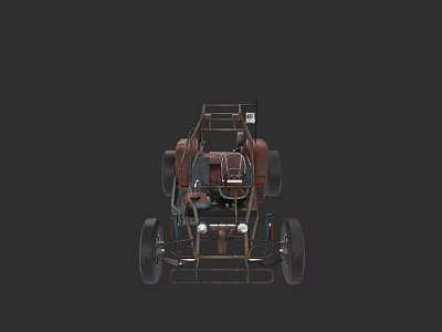 Vintage Open Frame Racing Car With Exposed Chassis And Racing Seat 3d model