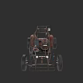 Vintage Open Frame Racing Car With Exposed Chassis And Racing Seat