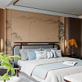 Modern Bedroom Interior With King Size Bed Wooden Nightstands And Area Rug