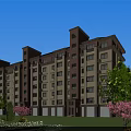 Multi Story Residential Building Exterior Design With Beige Brown Facade And Landscaped Gardens