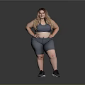 Woman in Gray Sports Bra and Gray Shorts with Hands on Hips Wearing Black Sneakers