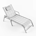 White Mesh Lounge Chair With Metal Frame And Cushion For Outdoor Relaxation