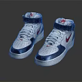 Stylish High Top Nike Swoosh Sneakers With White Blue Red Colorway And Velcro Strap Design