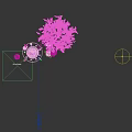 Pink Art Installation With Dome Top Striped Spheres And Cherry Blossom Tree On Dark Background