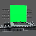Performance Stage Setup With Green Screen Lighting Rigs And Safety Barriers 3d model