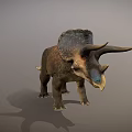 Realistic Triceratops 3D Model with Large Frill Brown Body Horns and Standing Pose
