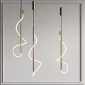 Modern Pendant Lights With Golden Metal Rods And Curved White Light Design