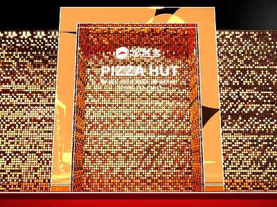 Pizza Hut Photo Check in Spot With Golden Shimmering Wall And Red Carpet 3d model