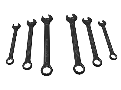 Black Combination Wrenches Tool Set With Various Sizes For Mechanical Use 3d model
