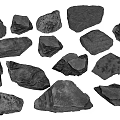 Black Stones and Wood Materials with Various Shapes for Decorative Use