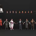 Diverse 3D Male Character Models With Various Costumes Head Models And Weapons